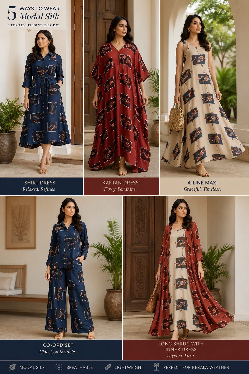 Navy Blue Mughal Print Modal Silk Fabric (Per Meter)