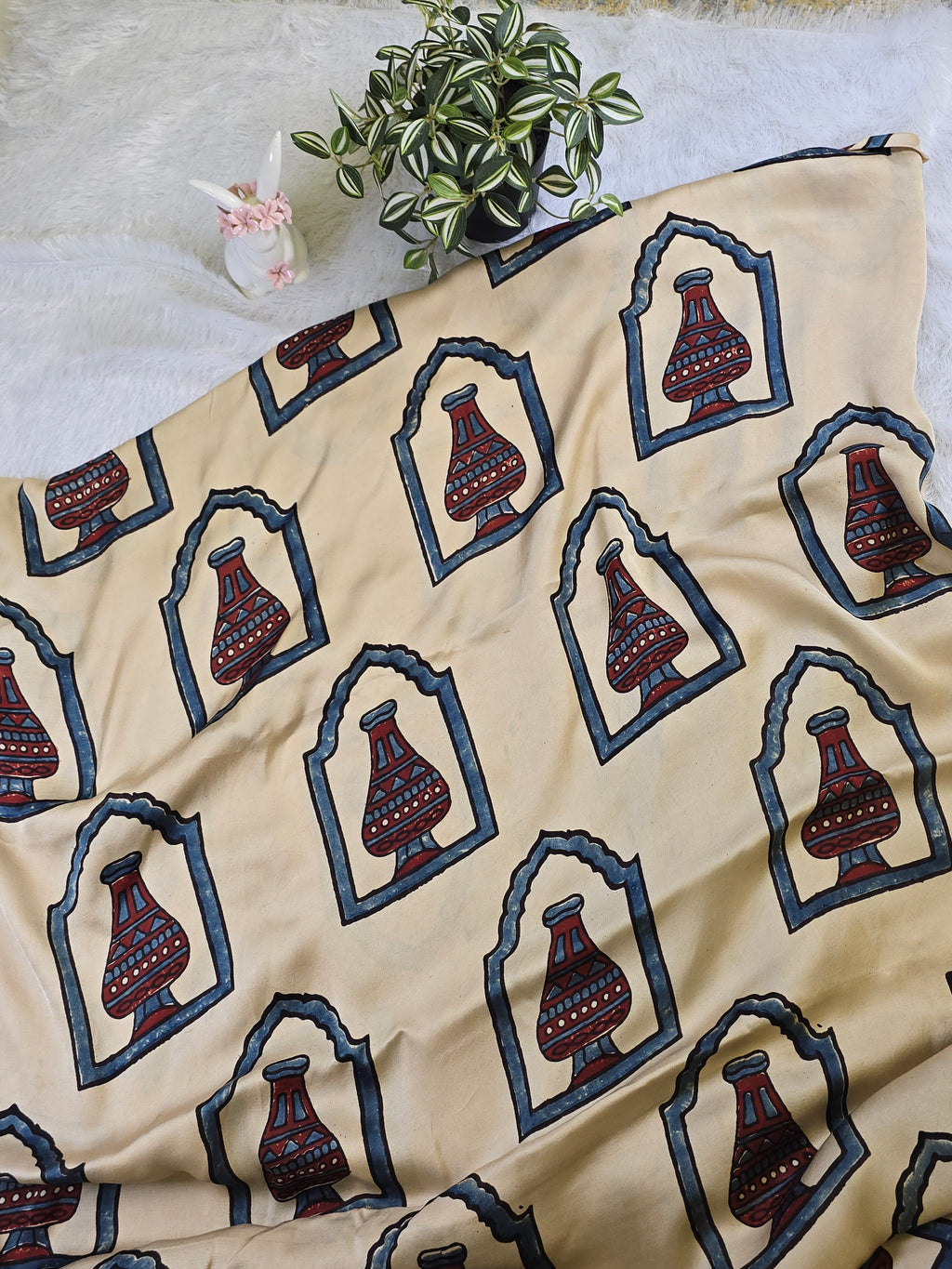 Mughal Vase Modal Silk Fabric (Per Meter)