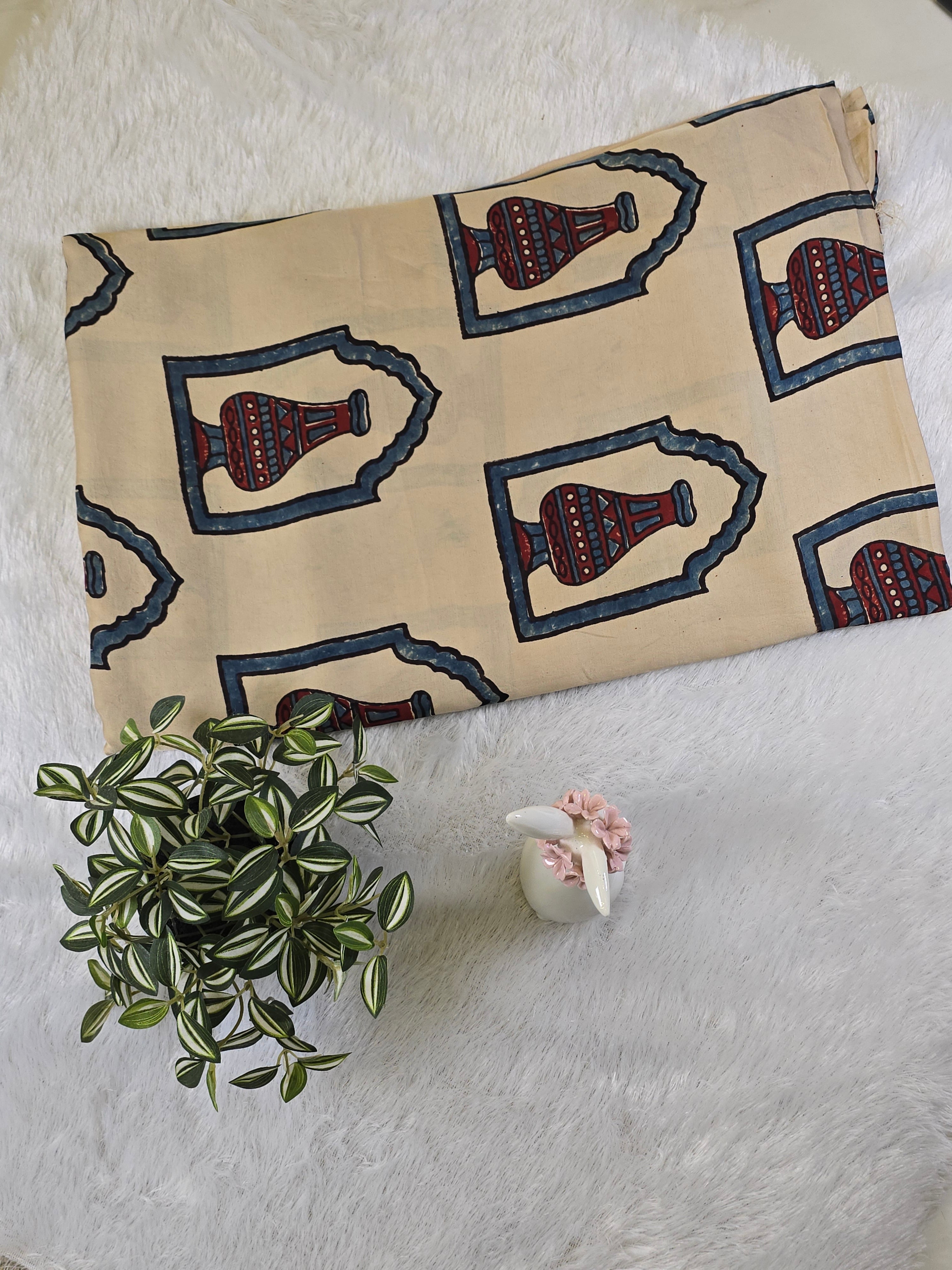 Mughal Vase Modal Silk Fabric (Per Meter)