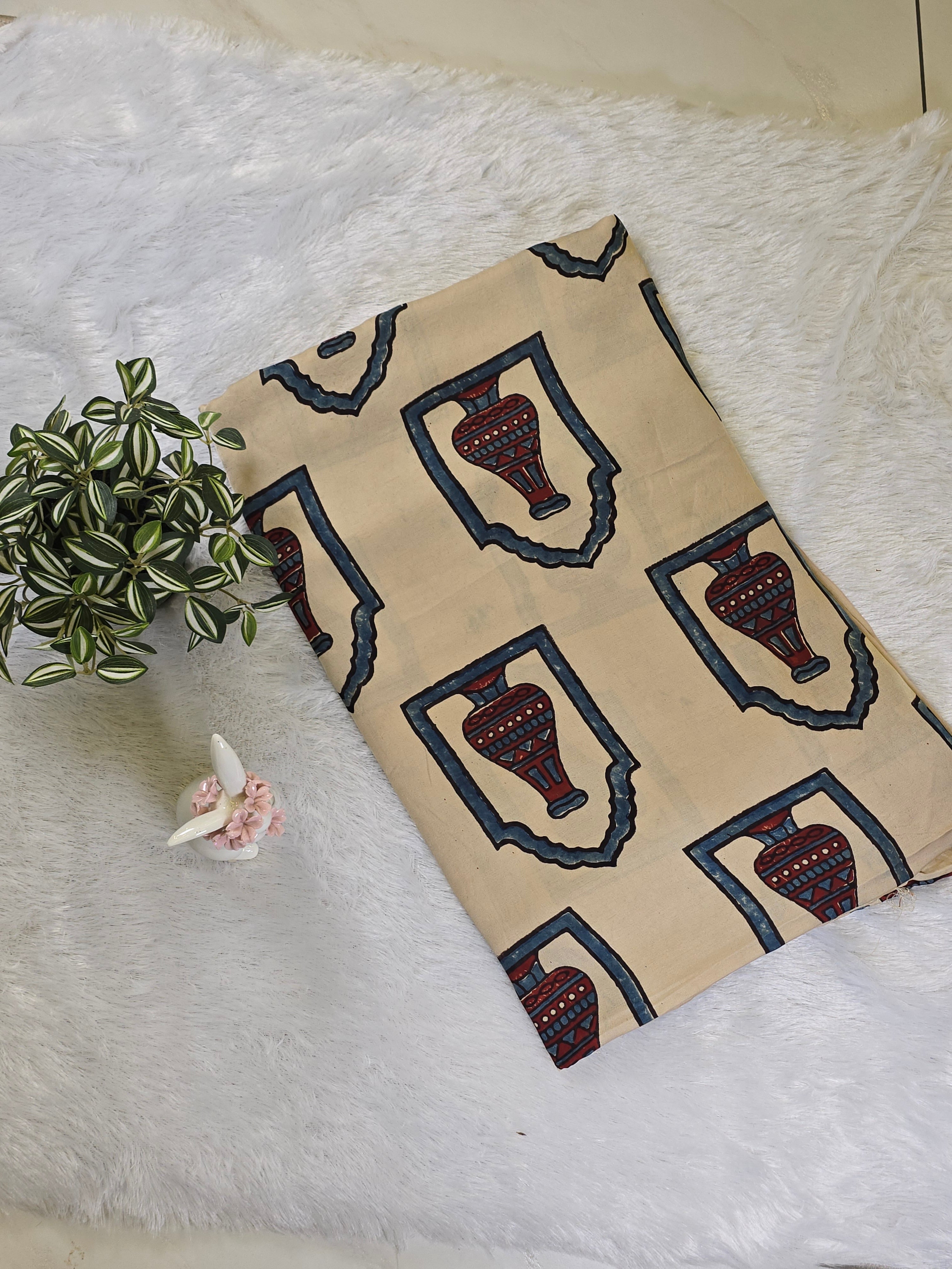 Mughal Vase Modal Silk Fabric (Per Meter)