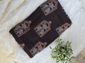 Mughal Elephant Modal Silk Fabric - Dark Brown (Per Meter)