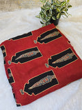 Red Mughal Print Modal Silk Fabric (Per Meter)