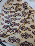 Cream Paisley Block Print Modal Silk Fabric (Per Meter)