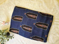 Navy Blue Mughal Print Modal Silk Fabric (Per Meter)